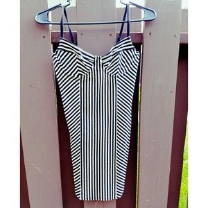 Forever 21 cream and black striped mini dress